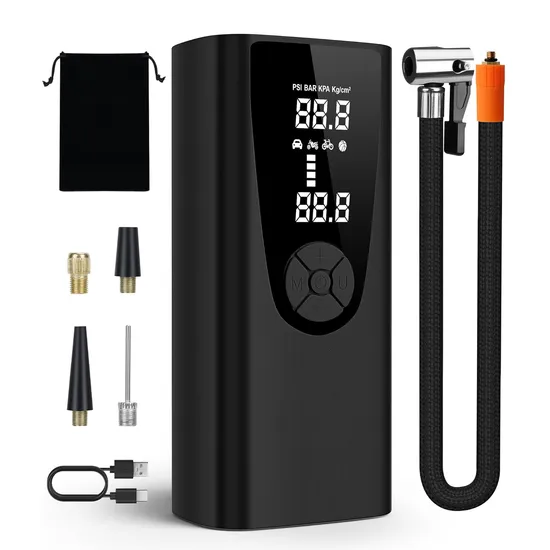 Portable Air Compressor, 12V DC 150psi Cordless Tire Pump with Dual Display, for Bike Motorcycle Car Tires Balls 