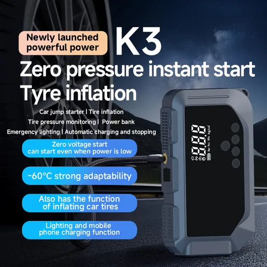 12V Portable Electric Air Pump Battery Booster 150psi Rechargeable Jump Starter Cordless Air Compressor Tire Pump LED Light Power Bank Tire Inflator 