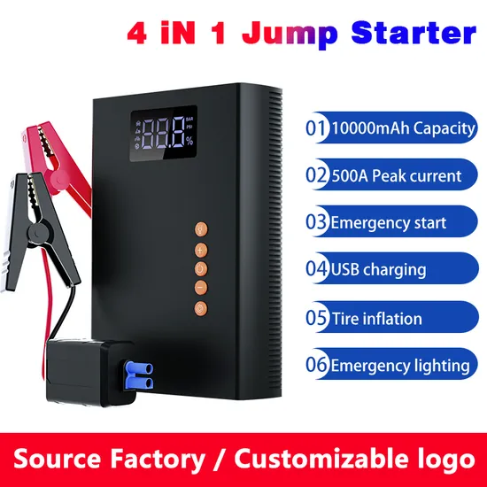 4 in 1 Multifunction Vehicle Air Compressor Jump Starter Tyre Inflator with Power Bank, Flashlight 