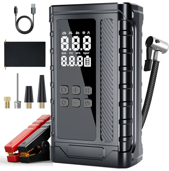 Tire Inflator Car Jump Starter with Air Pump 6000 mAh LED Light 