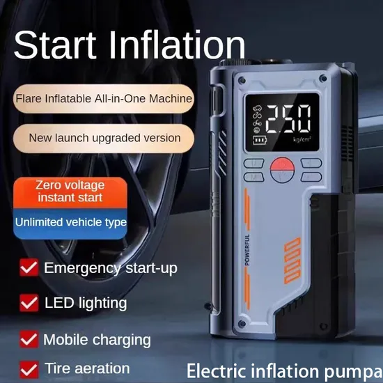 Portable 150psi Wireless Air Pump Jump Starter Rechargeable Compressor Tire Pump LED Light Power Bank Tire Inflator 