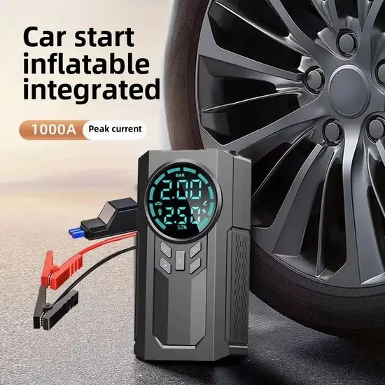 Portable Wireless 150psi Electric Car Air Pump Rechargeable Smart Clip Jump Starter Tire Pump Tool LED Light Power Bank Air Compressor Tire Inflator 